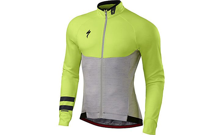 Specialized Langarmtrikot Therminal Long Sleeve Jersey Light Grey Heather/Neon Yellow M